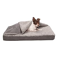 Furhaven Memory Foam Dog Bed for Medium/Small Dogs w/ Removable Washable Cover, For Dogs Up to 35 lbs - Berber & Suede Blanket Top Mattress - Gray, Medium, 30.0