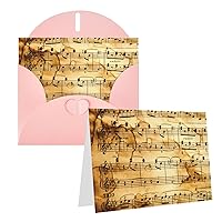 Greeting Cards With Envelopes Thank You Card Vintage Music Note Art Blank Note Cards Folding Party Invitations Card For Birthday Blank Greeting Note Cards Christmas Card For Holiday 8