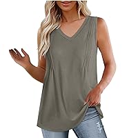 Returns and Refunds Women's V Neck Sleeveless Shirts Loose Flowy Tank Tops Summer Beach Vest Tee Casual Pleated Tanks Going Out T Shirts Ladies T Shirts