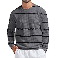 Mens Striped T-Shirt Plus Size Long Sleeve Tops Big and Tall Casual Loose Fit Tshirts Tees Soft Cmofy Clothes
