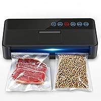 Vacuum Sealer Machine, Automatic Food for Preservation with sealers bags, Dry Moist Modes, Led Indicator Lights, Compact Design Full 95 Kpa (Black) , (V8111)