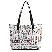 Womens Handbag Quotes And Phrases Leather Tote Bag Top Handle Satchel Bags For Lady