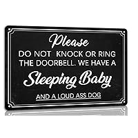 Please Do Not Knock Or Ring Doorbell Baby Sleeping Sign for Front Door No Soliciting Metal Tin Sign Home Farmhouse Door Baby Room Wall Decorations 8x12 Inch
