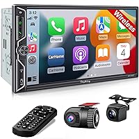 [Wireless Upgrade] Double Din Car Radio with Wireless Apple CarPlay and Android Auto, Bluetooth, 4.2-Channel Audio Output, MirrorLink, 7