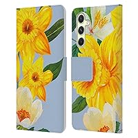 Head Case Designs Officially Licensed Haroulita Yellow Multiflowers Leather Book Wallet Case Cover Compatible with Samsung Galaxy A54 5G