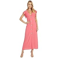 BB DAKOTA Women's That's Amore Textured Crepe Button Front Midi Dress