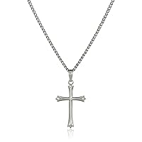 Amazon Collection Sterling Silver Polished Embossed Cross Pendant Necklace , 18