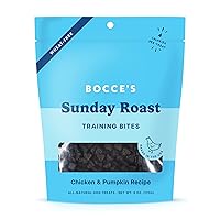 Bocce's Bakery Chicken & Pumpkin Sunday Roast Training Treats for Dogs - Wheat-Free, All-Natural Dog Treats for Training, 6 oz Bag