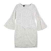 Alfani Womens Lace Sheath Shift Dress, White, 8