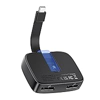 Cable Matters Portable 8K or Dual 4K 60Hz USB C to Dual DisplayPort Adapter, Foldable Thunderbolt to Dual DisplayPort Adapter - Thunderbolt 4 Compatible for XPS, (macOS Supports one Extended Display)
