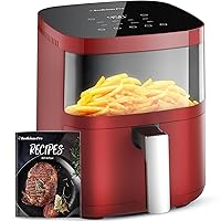 Air Fryer,Beelicious® 8-in-1 Smart Compact 4QT Air Fryers,with Viewing Window,Shake Reminder,450°F Digital Airfryer with Flavor-Lock Tech,Dishwasher-Safe & Nonstick,Fit for 1-3 People,Red