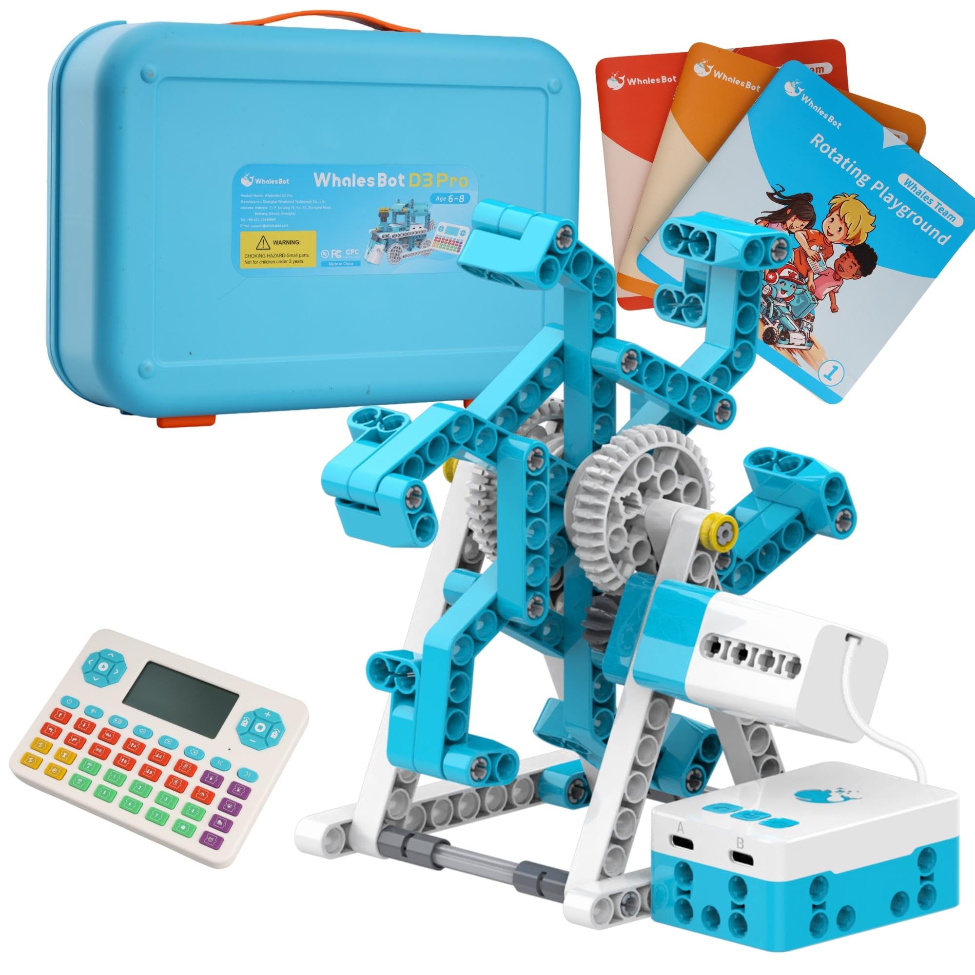 WhalesBot D3 Pro Coding Robot - 12-in-1 STEM Robotic Kit for Kids 6-8 |  Screen-Free Coding Learning with Coding Pad | Early STEM Education | Ideal