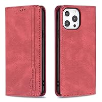 XYX Wallet Case for iPhone 13 Pro Max, [RFID Blocking] PU Leather Case Flip Folio Cover with Hidden Magnetic Closure for iPhone 13 Pro Max, Red