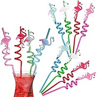 Fun Express 12 Pieces Flamingo Silly Straws, BPA Free Plastic, Reusable for Party Supplies, Multi-Color