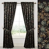 StangH Black Velvet Curtains for Living Room - Elegant Home Decor Soft Thick Heavy Velvet Drapes with Vintage Blooming Floral Pattern for Patio Door, Black, 52 x 96-inch, 2 Panels