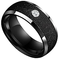Tungsten Black Rings for Men Women Zircon Frosting Fashion Jewelry Carved Party Birthday Gift