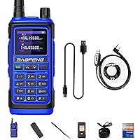 BAOFENG UV-17 5W Ham Radio Tri-Band UV&Amateur USB-C Charger 999 Channels FM Two Way Radio Long Range 1800mAh Enlarge Battery IP54 LCD for Adult Blue with Type-c and Programming Cable
