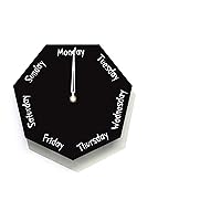 Day of The Week Clock - Heptagon Black Wall Clock - Days Countdown Clock - Weekly Clock - Retirement Gift - Fun Clock Gift - Office Clock - Optional RGB LED 5V Backlit