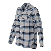 Burnside Ladies' Plaid Boyfriend Flannel Shirt M GREY/ BLUE