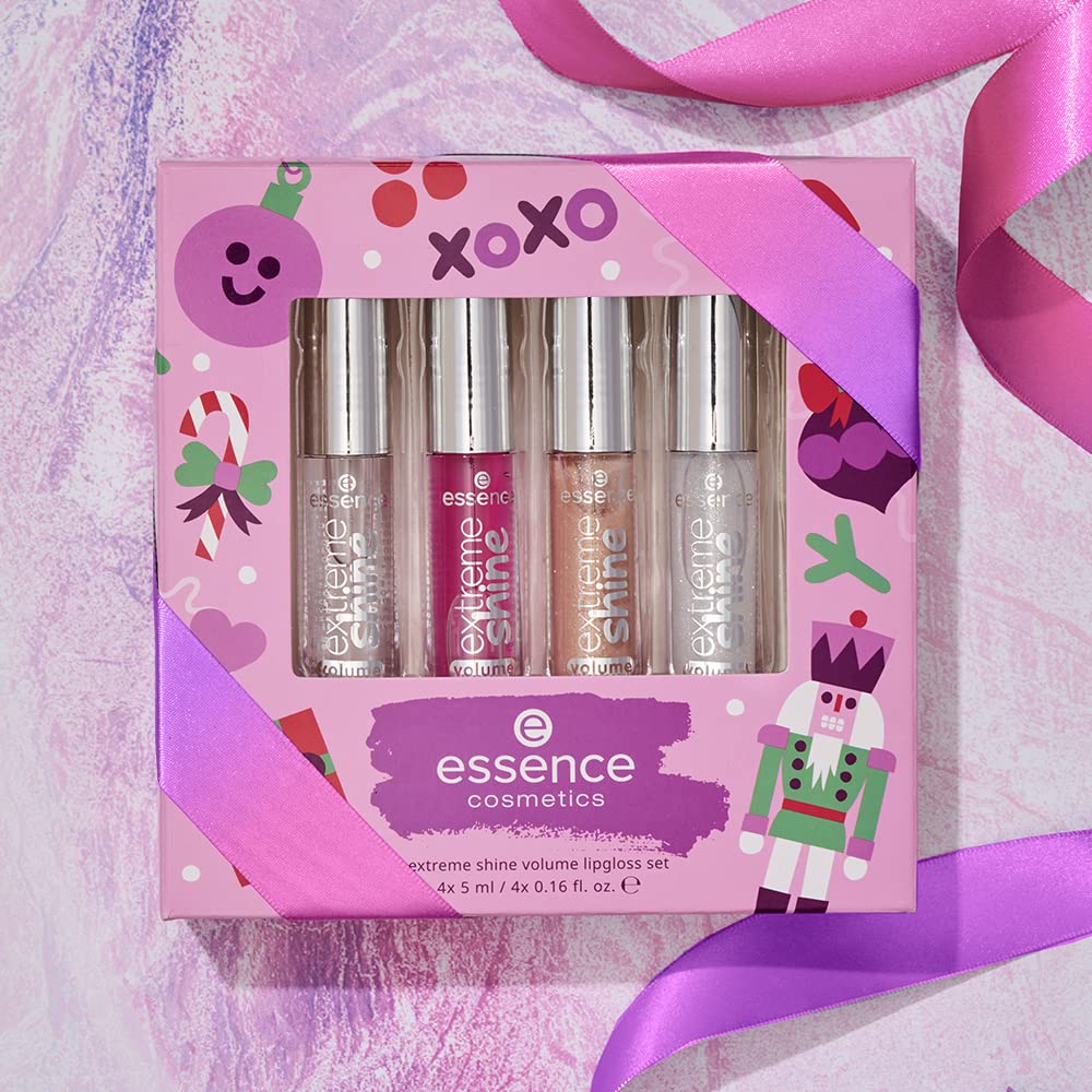 essence | Extreme Shine Volume Lipgloss Gift Set | 4 Shades in 1 Set | Holiday Gift for Beauty Lovers | Vegan & Cruelty Free | Free from Gluten, Parabens, Fragrance, Preservatives, Oil & Alcohol