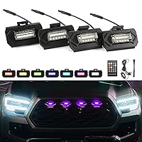 ROCCS RGB Grill Led Lights 4 PCS Compatible with Toyota Tacoma 2020 2021 2022 2023 Off Road & Sport OEM Front Grille Raptor Light with Instruction, APP/Remote Control 20 Custom Colors