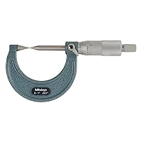 Mitutoyo 112-237 Point Micrometer, Inch, Ratchet Stop, 30 Deg. Carbide-Tipped Points, 0-1