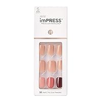 KISS imPRESS No Glue Mani Press On Nails, Design, 'Before Sunset', Multicolor, Short Size, Squoval Shape, Includes 30 Nails, Prep Pad, Instructions Sheet, 1 Manicure Stick, 1 Mini File