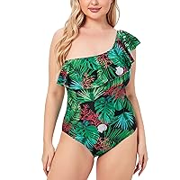 Sexy Swim Suits for Women 2024 Push Up Pucker Bikini Bottom Plant Print Slimming Plus Size One Piece Swimsuit