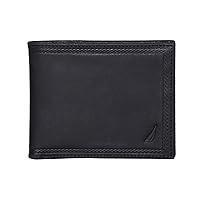 Nautica Men's Classic Leather Bifold RFID Wallet (Available in Smooth or Pebble Grain)