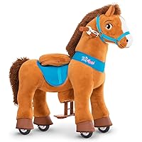 PonyCycle Authentic Essential Model E, Ride on Brown Horse Toys for Toddlers 3-5 (with Brake/ 30