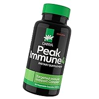 Daiwa Peak Immune 4 Natural Immune System Booster with RBAC Rice Bran and Mycelia Extract from Shiitake Mushrooms - Regular Strength