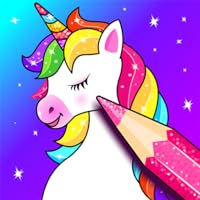 Unicorn Coloring Games for Kids: Free Rainbow Glitter Coloring Book & Drawing for Girls