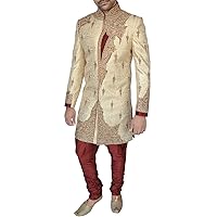 Mens Contemporary Golden Indo Western Sherwani IN431