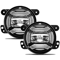 AMONLY 4 Inch LED Fog Lights with DRL Compatible with Jeep Wrangler JK JKU TJ LJ 2007-2018, 30W Led Fog Lights Front Bumper Replacement Driving Offroad Round Fog lamps, DOT Approved