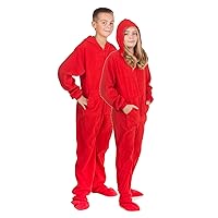 Hoodie Footed Onesie Red Fleece Footed Pajamas for Boys & Girls