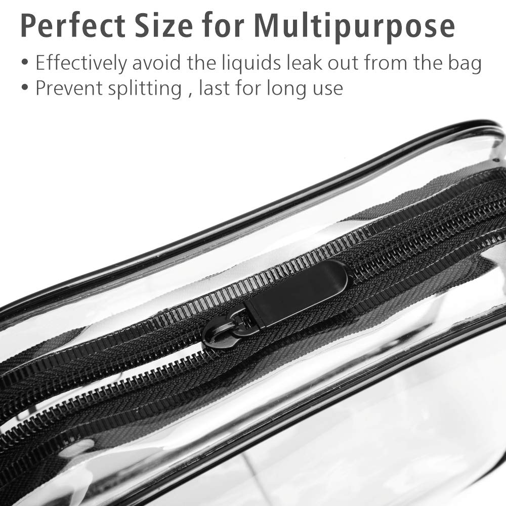 PACKISM Clear Makeup Bag with Zipper, 5 Pack Beauty Clear Cosmetic Bag TSA Approved Toiletry Bag, Travel Clear Toiletry Bag, Quart Size Bag Carry on Airport Airline Compliant Bag, Black