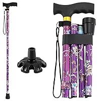 Walking Cane PANZHENG Cane for Man/Woman | Mobility & Daily Living Aids | 5-Level Height Adjustable Walking Stick | Comfortable Plastic T-Handle Portable Walking Stick Folding Cane