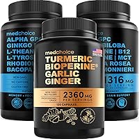 MEDCHOICE Turmeric & Ginger (120ct) and Nootropic Brain (120ct) Supplement Bundle - Wellness Duo for Joint, Digestion, Brain, & Mood Support - Vegan, Non-GMO, Gluten-Free