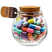 50PCS Capsule Letters Message in a Bottles, Love Friendship Capsule Letter Message Pills with Wishing Jar, Cute Pill Note Messages for Boys Girls Friends, Ball Shape