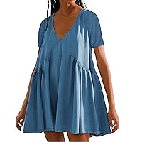 Sundresses for Women 2024 Sleeveless Short Summer Mini Dress Cute Dresses Casual Loose Beach Sundress