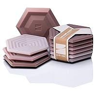 The Original Degrē Coaster (Set of 6, Mauve) by LINE+ARC. 10mm Thick Dishwasher Safe Stain-Resistant Outdoor Coffee Table Silicone Modern Hexagon Mid Century Cup Drink Rubber Non-Absorbent