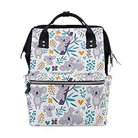 Diaper Bag Backpack Cute Koala Bears and Floral Element Casual Daypack Multi-Functional Nappy Bags