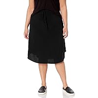 Star Vixen Women's Plus-Size Tie-Waist Ity Stretch A-line Mid-Length Skirt