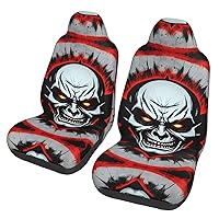 Red and Black Evil Ghost Car seat Covers Front seat Protectors Washable and Breathable Cloth car Seats Suitable for Most Cars