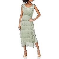 M Made in Italy Women's Frayed Silk Ruffle-Layered Maxi Dress