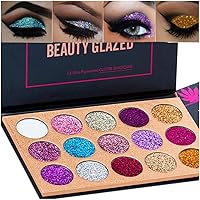 15 Colors Glitter Eyeshadow Palette Shimmer Ultra Pigmented Makeup Eye Shadow Powder Long Lasting Waterproof Holiday Party Makeup (Colors A)
