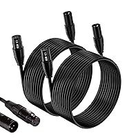 XLR Cable 25Ft 2 Pack, XLR Microphone Cable, 3-Pin XLR Speaker Cable Male to Female Balanced Cable