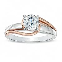 1/2Ct Round Brilliant Cut D/VVS1 Diamond 14K Two-Tone Gold Plated Silver Solitaire Swirl Bypass Engagement Ring Cubic Zirconia