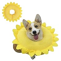 IEUUMLER Inflatable Recovery Dog Collar – Protective Comfortable Adjustable Neck Donut Cone Not Block Vision for Dogs and Cats Prevent from Biting and Licking EU002 (Sunflower, L (Neck:11.8