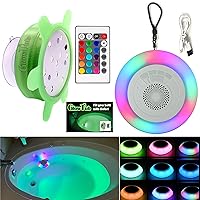 Underwater Remote Controlled LED Color Changing Bath and Spa Light & GlowTub Floating Waterproof Shower and Bath Bluetooth Speaker